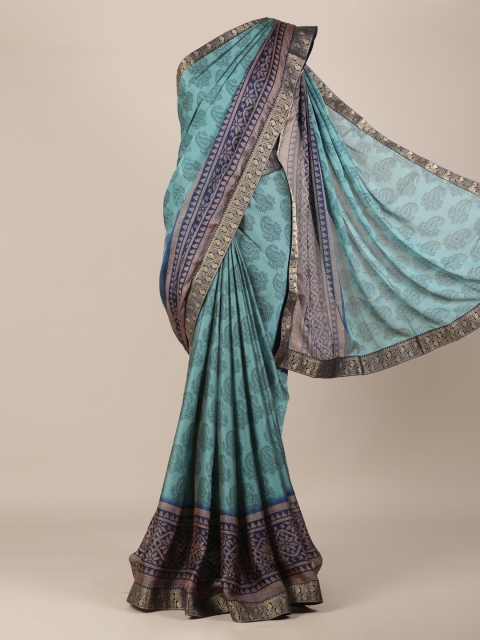 

Pothys Blue Printed Poly Chiffon Saree