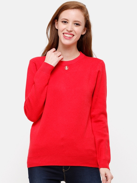 

STROP Women Red Solid Pullover Sweater