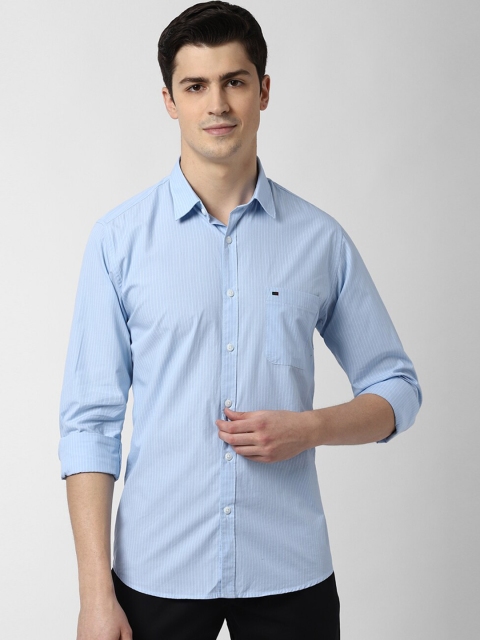 

Peter England Casuals Men Blue & White Slim Fit Striped Cotton Casual Shirt