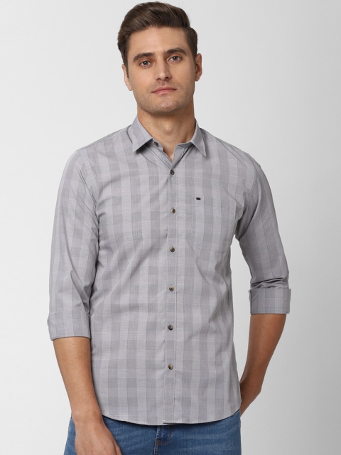 

Peter England Casuals Men Grey Slim Fit Checked Casual Shirt