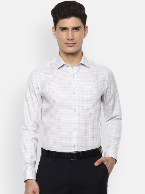 

Louis Philippe Permapress Men White Slim Fit Checked Formal Shirt