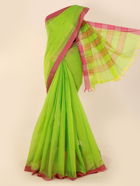 

Pothys Green Solid Pure Cotton Saree