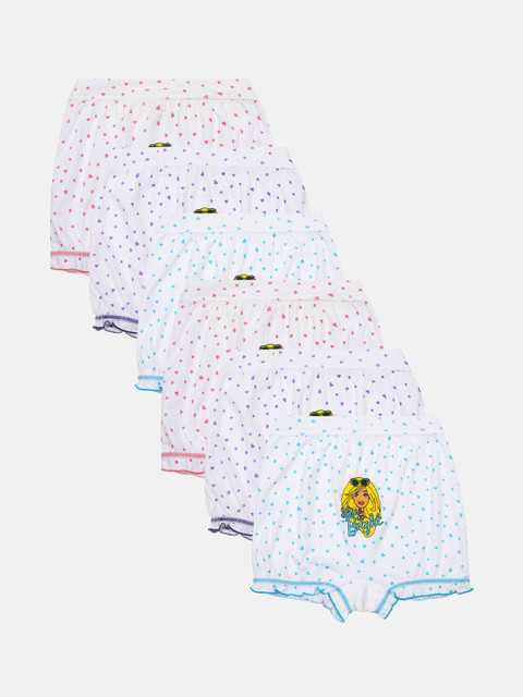 

Red Rose Girls Pack Of 6 White Printed Bloomers BLOOMER-217