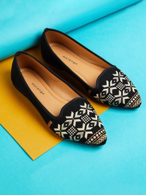 

Melange by Lifestyle Women Black Printed PU Ballerinas