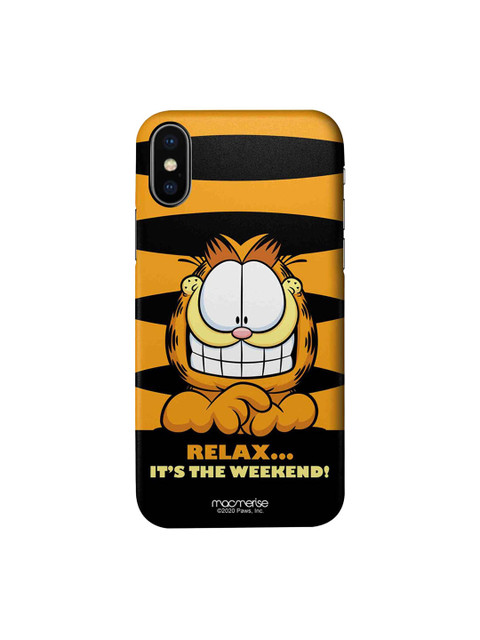 

macmerise Orange & Black Cartoon Characters Weekend Garfield iPhone X Back Case