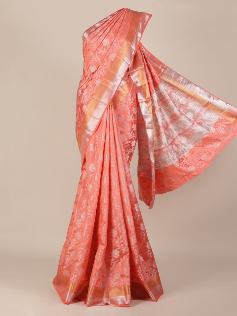 Pothys Peach-Coloured Woven Design Jute Silk Saree