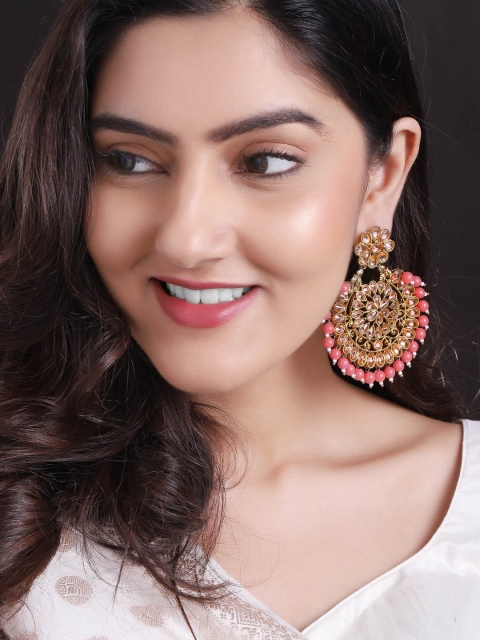 

Rubans Rose Gold & Peach-Coloured Circular Drop Earrings