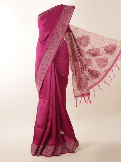 

Pothys Burgundy Solid Jute Silk Saree