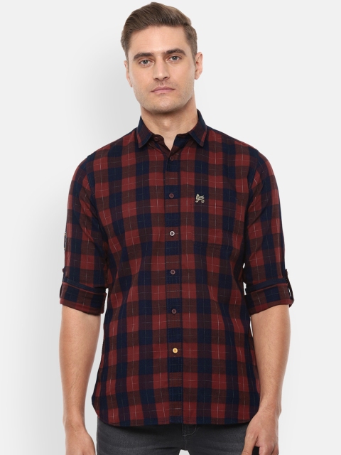 

Van Heusen Sport Men Maroon Slim Fit Checked Casual Shirt
