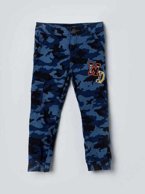 

max Boys Blue & Blue Regular Fit Printed Regular Trousers