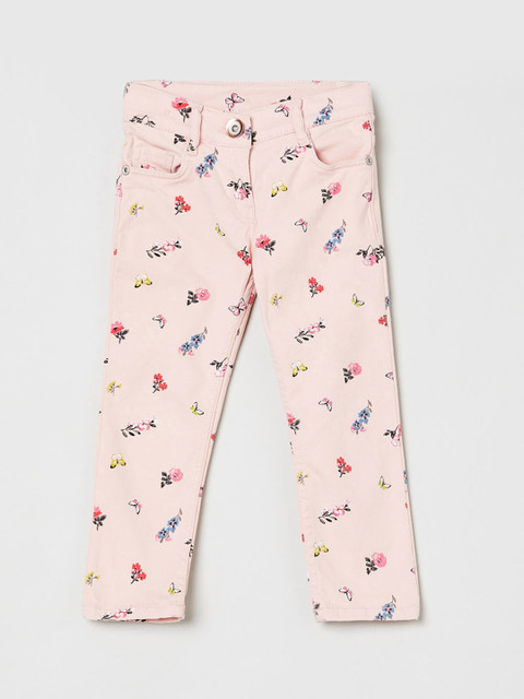

max Girls Pink & Blue Regular Fit Printed Regular Trousers