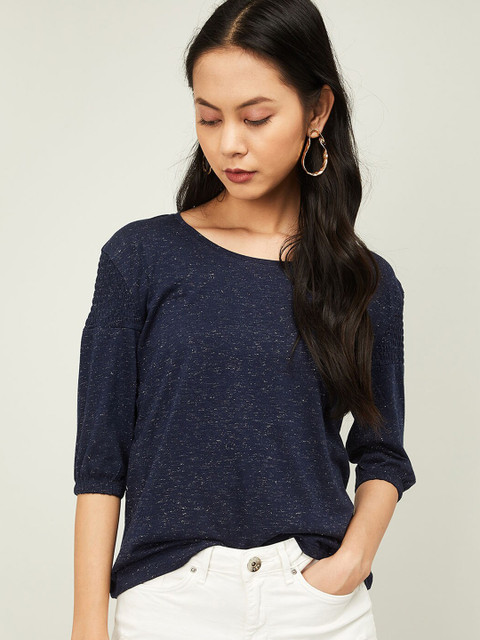 

Fame Forever by Lifestyle Women Navy Blue Solid Top