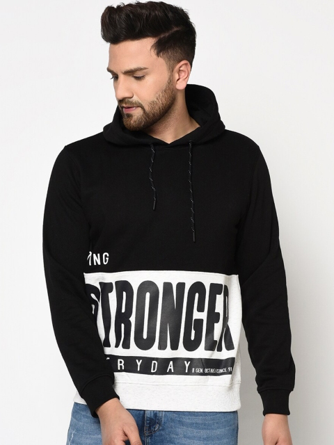 

Octave Men Black & White Colourblocked Hooded Sweatshirt