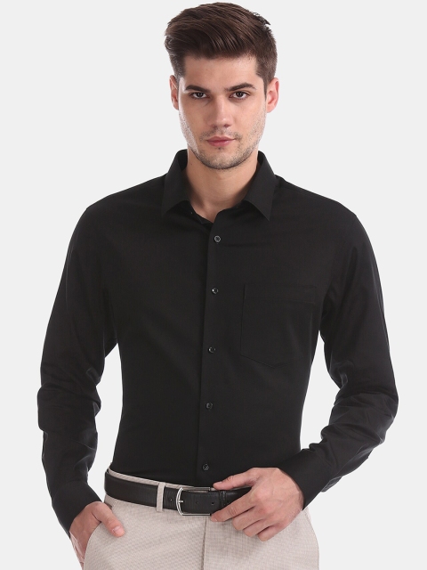 

AD By Arvind Men Black Regular Fit Solid Pure Cotton Formal Shirt