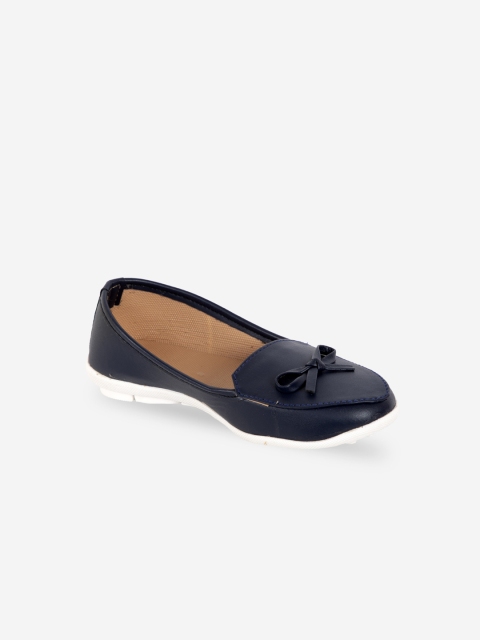 YK Girls Blue Woven Design Ballerinas