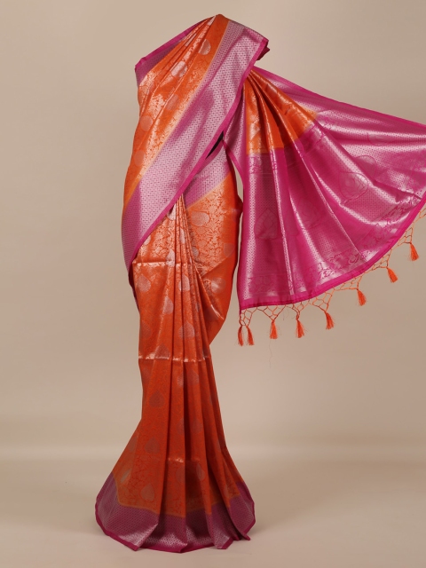 

Pothys Orange & Pink Jute Silk Woven Design Saree