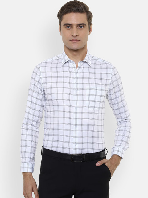 

Louis Philippe Men White Slim Fit Checked Casual Shirt