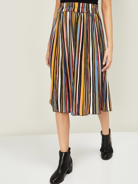

Ginger by Lifestyle Women Multicolored Striped A-line Knee Length Skirt, Multi