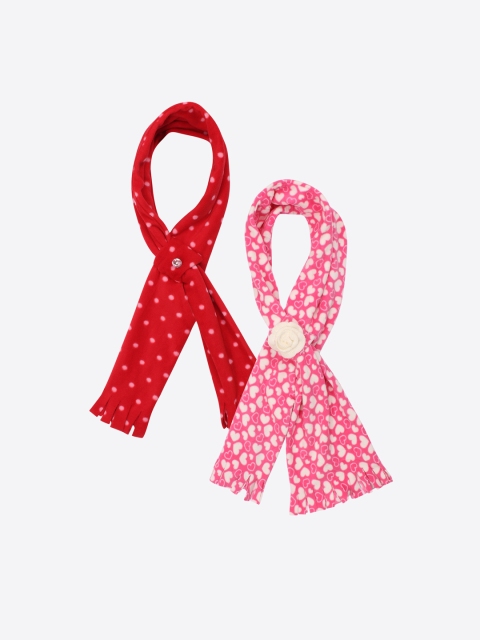 

CUTECUMBER Girls Pack Of 2 Printed Mufflers, Pink