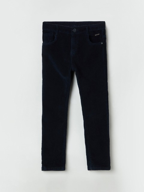 

max Boys Navy Blue Solid Regular Trousers
