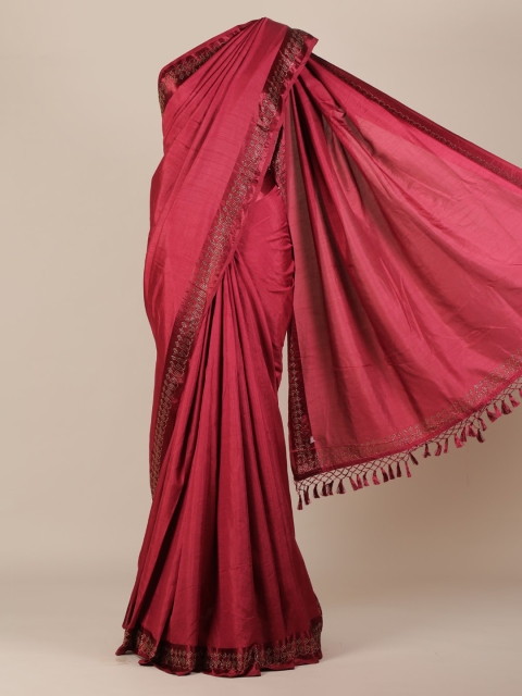 

Pothys Maroon Solid Jute Silk Saree