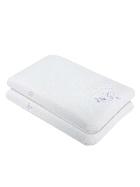 

The White Willow Set Of 2 White Solid Orthopedic Active Air Ventilated Memory Foam Bed Pillows