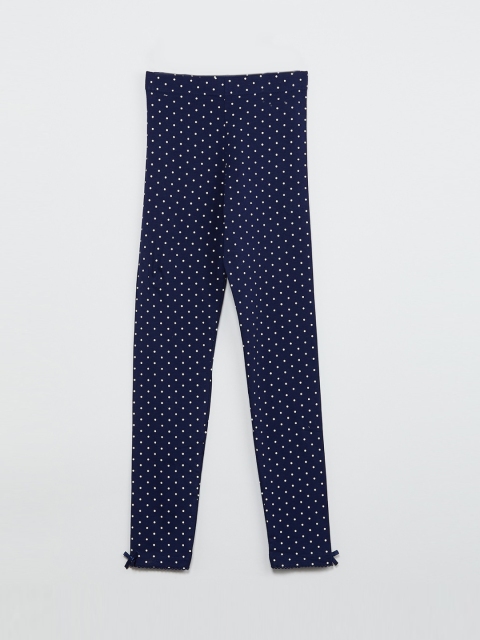 

max Girls Navy Blue Skinny Fit Printed Regular Trousers