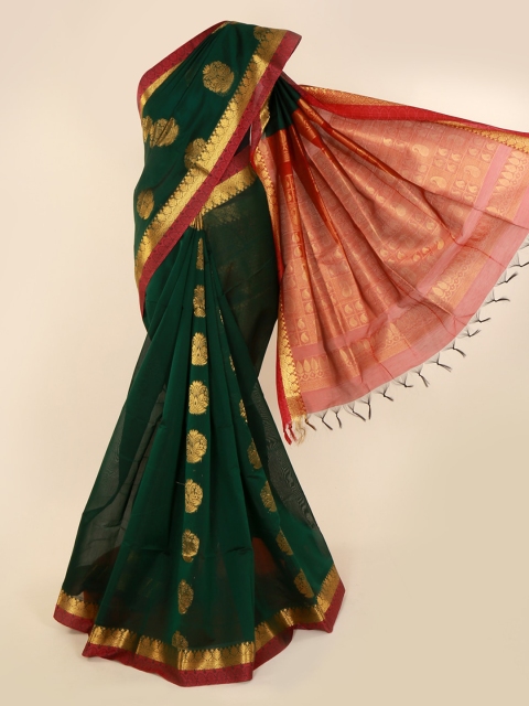 

Pothys Green Woven Design Saree with Zari Border
