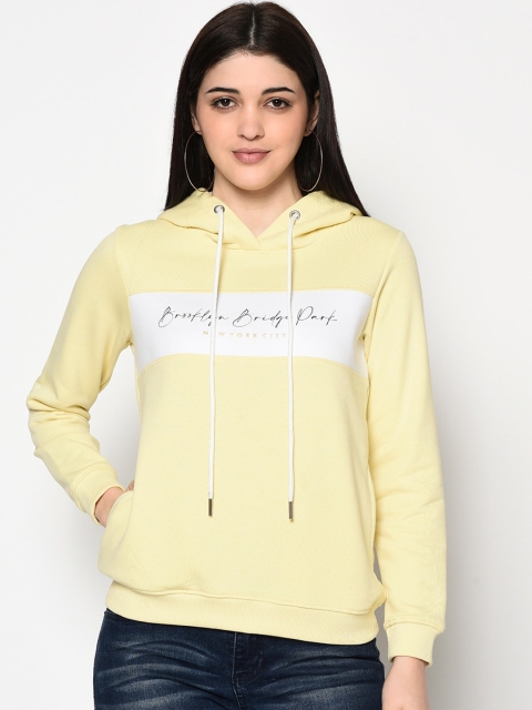 

METTLE Women Yellow Printed Sweatshirt