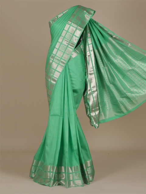 

Pothys Green Solid Pure Silk Saree