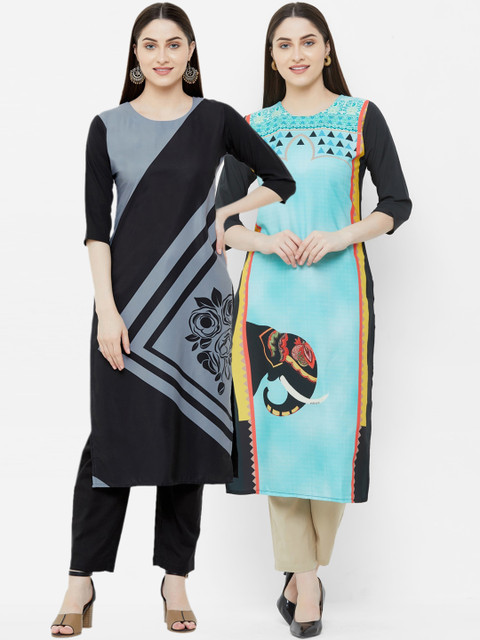 

7Threads Women Multicoloured Printed Straight Kurta, Multi
