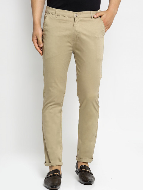 

Rodamo Men Khaki Slim Fit Solid Regular Trousers