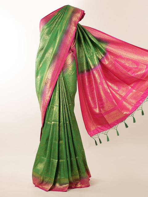 

Pothys Green & Pink Jute Silk Woven Design Saree