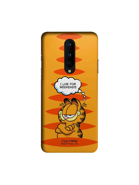 

macmerise Orange & White Garfield Living For Weekends OnePlus 8 Case