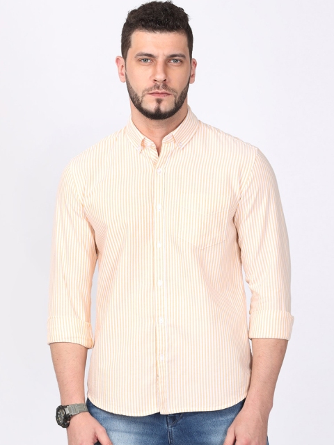 

FOGA Men Yellow Regular Fit Striped Casual Shirt