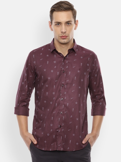 

V Dot Men Maroon Slim Fit Printed Casual Shirt