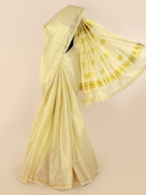 

Pothys Cream-Coloured Solid Pure Cotton Saree