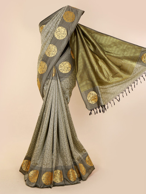 

Pothys Grey & Gold-Toned Art Silk Printed Saree