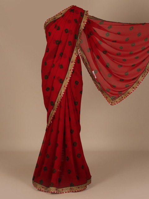 

Pothys Red & Black Poly Chiffon Printed Saree