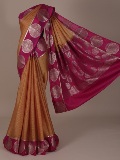 

Pothys Mustard & Magenta Pure Silk Woven Design Saree