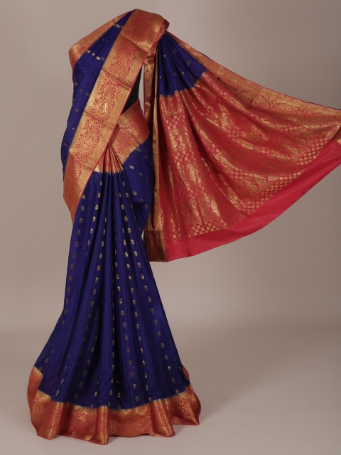 

Pothys Navy Blue & Red Pure Silk Woven Design Saree