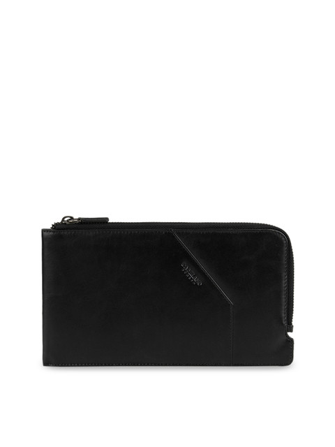 

Da Milano Men Black Solid Leather Zip Around Wallet