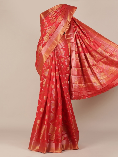 

Pothys Red Woven Design Jute Silk Saree