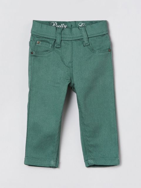 max Girls Green Regular Fit Solid Regular Trousers