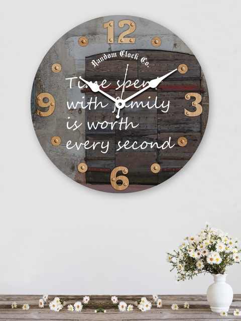 

RANDOM Grey & Brown Rustic Message Degine Wooden Analogue Wall Clock