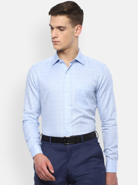 

Louis Philippe Men Blue & Black Regular Fit Checked Formal Shirt