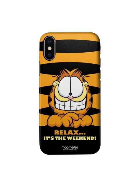 

macmerise Brown & Black Weekend Garfield iPhone Xs Back Case