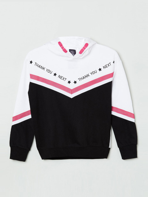 

max Girls White & Black Colourblocked Sweatshirt