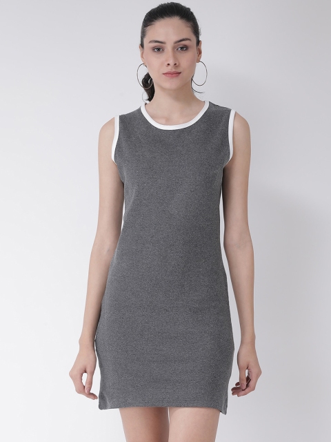 

GRIFFEL Women Charcoal Grey Solid T-shirt Dress