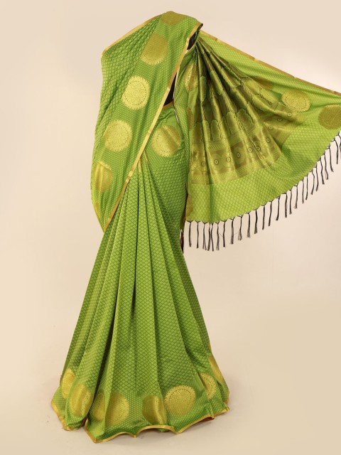 

Pothys Green & Gold-Toned Art Silk Woven Design Saree